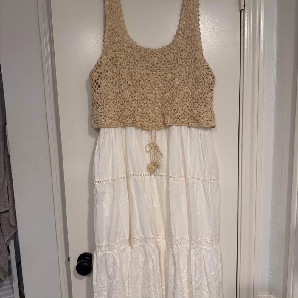 Anthropologie Beige Crochet Top